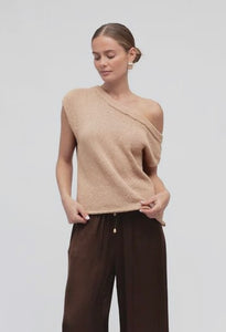MARLO DROP SHOULDER KNIT TOP - NATURAL