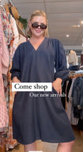 Load image into Gallery viewer, CORA LINEN DRESS - NAVY - SOUL SPARROW