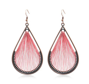 WATER DROP 100% COTTON HAND MADE EARRINGS - PINK