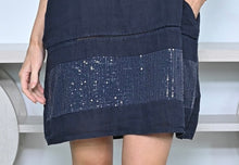 Load image into Gallery viewer, ANNALISA LINEN SEQUIN DRESS - NAVY
