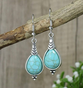 BOHO STONE VINTAGE EARRINGS TURQUOISE – EmberandAsh