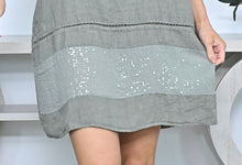 Load image into Gallery viewer, ANNALISA LINEN SEQUIN DRESS - KHAKI