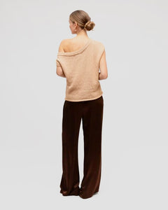 MARLO DROP SHOULDER KNIT TOP - NATURAL