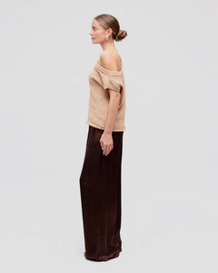 MARLO DROP SHOULDER KNIT TOP - NATURAL