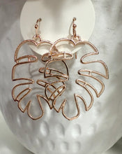 Load image into Gallery viewer, ROSE GOLD PALM LEAF EARRINGS