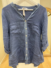 Load image into Gallery viewer, GRACE LINEN SEQUIN TOP - BLUE