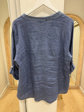 Load image into Gallery viewer, GRACE LINEN SEQUIN TOP - BLUE