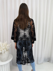 WISH LACE KIMONO - BLACK