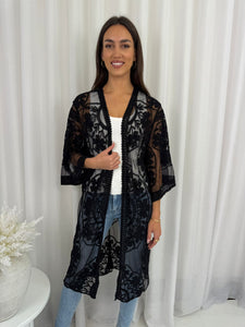 WISH LACE KIMONO - BLACK