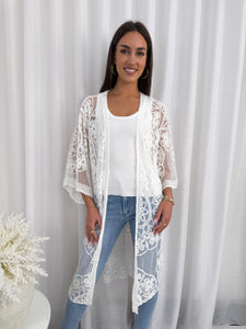 WISH LACE KIMONO - WHITE