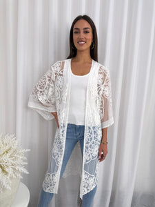 WISH LACE KIMONO - WHITE