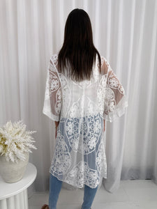 WISH LACE KIMONO - WHITE