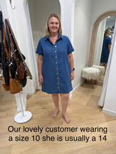 Load image into Gallery viewer, VALE SCALLOPED OVERSIZED DENIM DRESS - MID BLUE WASH