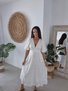 MARA WHITE BRODERIE ANGLAISE DRESS