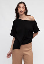 Load image into Gallery viewer, MARLO DROP SHOULDER KNIT TOP - BLACK
