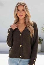 Load image into Gallery viewer, SWEET HEARTS CARDIGAN - BROWN