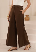Load image into Gallery viewer, ALEXANDRIA TAILORED SILK/LINEN PANTS - BROWN
