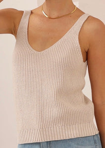 FAITH KNIT TANK - BEIGE