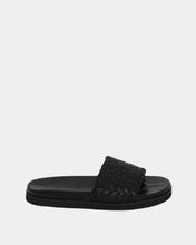 Load image into Gallery viewer, OXFORD LEATHER SLIDES - BLACK