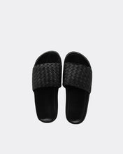 Load image into Gallery viewer, OXFORD LEATHER SLIDES - BLACK