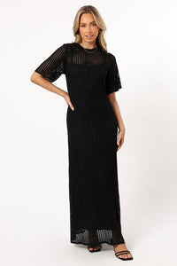 HOLLIE CROCHET MAXI DRESS - BLACK