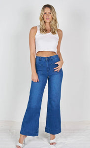 ANNIKA FRONT POCKET DENIM JEANS - DARK DENIM