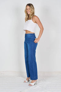 ANNIKA FRONT POCKET DENIM JEANS - DARK DENIM