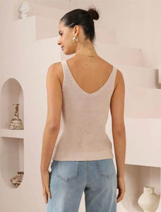 FAITH KNIT TANK - BEIGE