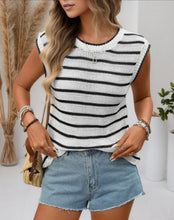 Load image into Gallery viewer, CHARLIE STRIPE KNIT TOP - BLACK