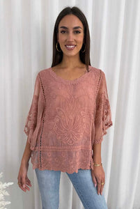 ISLA LACE TOP - BLUSH