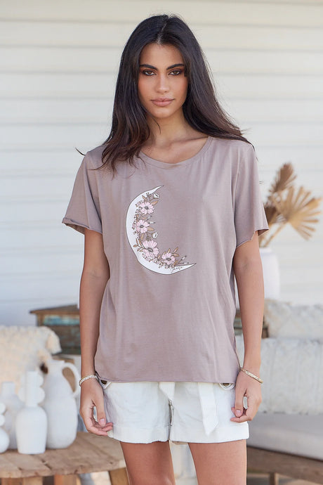 JAASE VINTAGE TEE - CRESCENT MOON ~ MOCHA