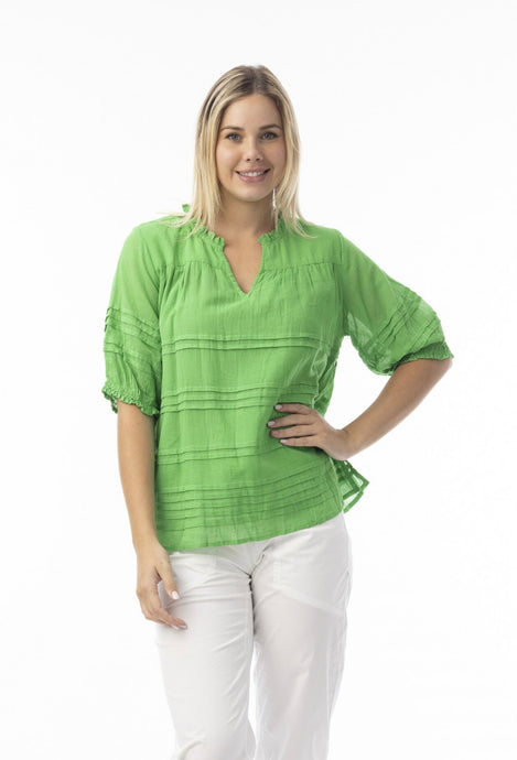 ORIENTIQUE ORGANIC COTTON TOP - GREEN