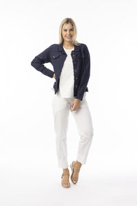 FRANKIE LINEN JACKET ORIENTIQUE - NAVY