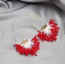 Load image into Gallery viewer, BOHO SCALLOPED EARRINGS - RED