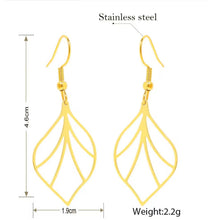 Load image into Gallery viewer, SILVER HOLLOW LEAF PENDANT EARRINGS
