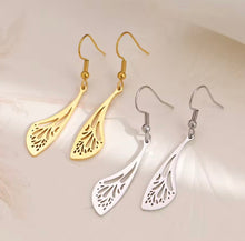 Load image into Gallery viewer, GOLD ANGEL WING PENDANT EARRINGS