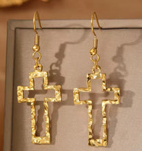 Load image into Gallery viewer, GOLD CROSS EARRINGS