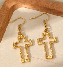 Load image into Gallery viewer, GOLD CROSS EARRINGS