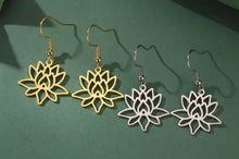 Load image into Gallery viewer, GOLD LOTUS FLOWER EARRINGS