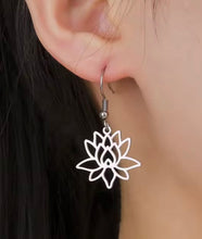 Load image into Gallery viewer, SILVER LOTUS FLOWER EARRINGS