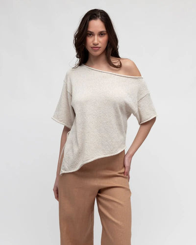 ANGLE KNIT TOP - OATMEAL