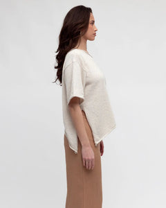 ANGLE KNIT TOP - OATMEAL