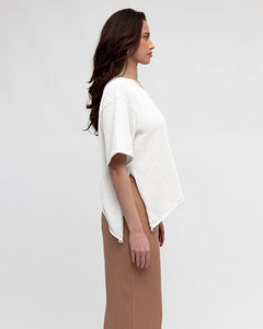 ANGLE KNIT TOP - WHITE