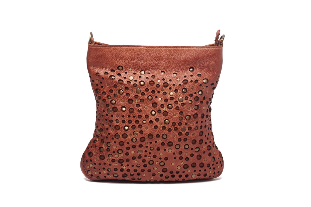 NICOLE LEATHER CROSSOVER BAG - COGNAC - RUGGED HIDE