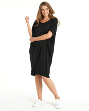 Load image into Gallery viewer, MAUI DRAPE T SHIRT DRESS - BLACK