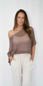 ABBI OPEN WEAVE KNIT JUMPER - BROWN