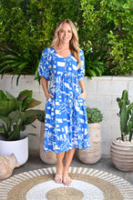 Load image into Gallery viewer, HIBISCUS BLUE MIDI DRESS