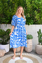 Load image into Gallery viewer, HIBISCUS BLUE MIDI DRESS