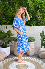 Load image into Gallery viewer, HIBISCUS BLUE MIDI DRESS