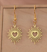 Load image into Gallery viewer, GOLD HEART GEOMETRIC PENDANT EARRINGS